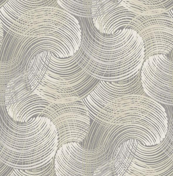 Karson Grey Swirling Geometric Wallpaper