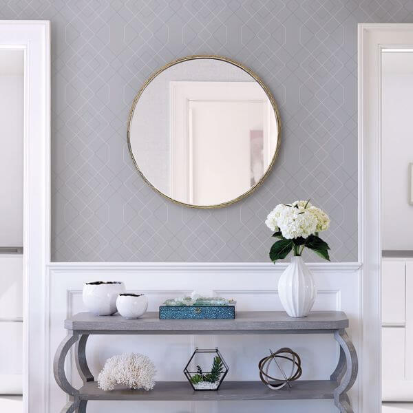 Ballard Pewter Geometric Wallpaper