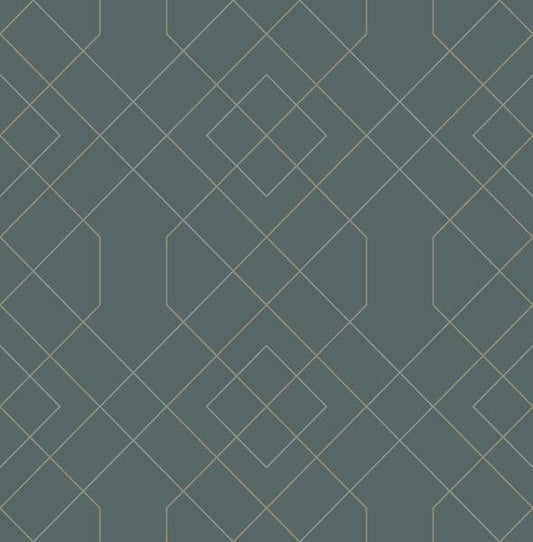 Ballard Teal Geometric Wallpaper