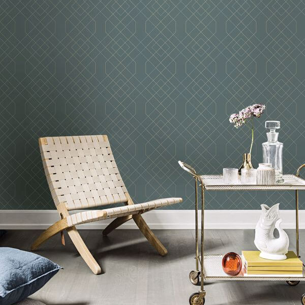 Ballard Teal Geometric Wallpaper