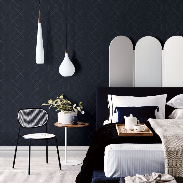 Ballard Indigo Geometric Wallpaper