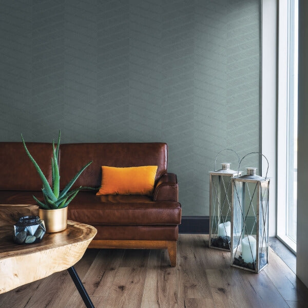 Aspen Aqua Chevron Wallpaper