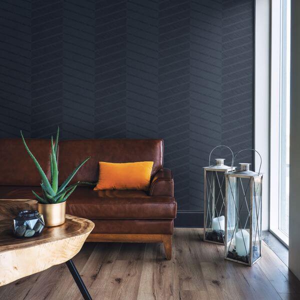 Aspen Indigo Chevron Wallpaper