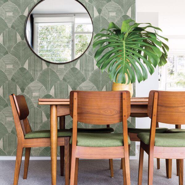 Westport Green Geometric Wallpaper