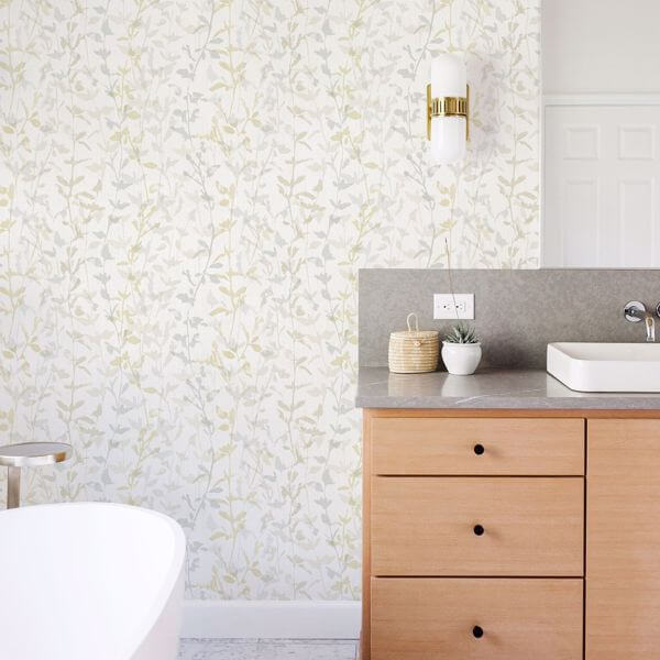 Thea Light Grey Floral Trail Wallpaper