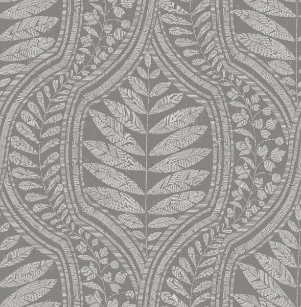 Juno Dark Grey Grey Ogee Wallpaper