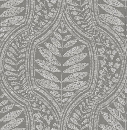 Juno Dark Grey Grey Ogee Wallpaper