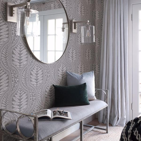 Juno Dark Grey Grey Ogee Wallpaper
