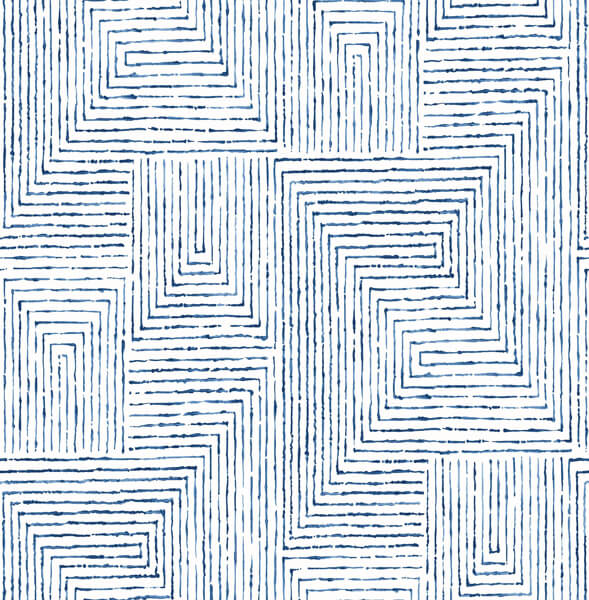 Merritt Indigo Geometric Wallpaper