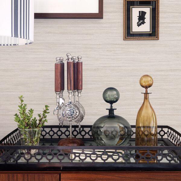 Barnaby Off White Faux Grasscloth Wallpaper