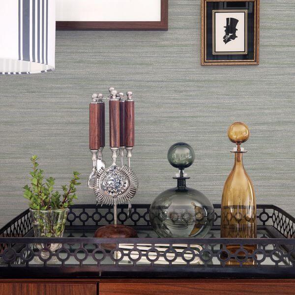 Barnaby Sage Faux Grasscloth Wallpaper