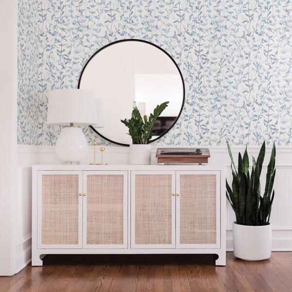 Thea Blue Floral Trail Wallpaper