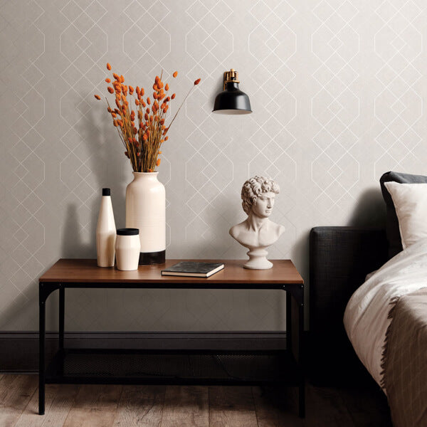 Ballard Silver Geometric Wallpaper