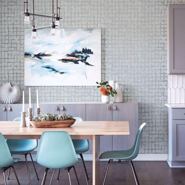 Shea Sky Blue Distressed Geometric Wallpaper