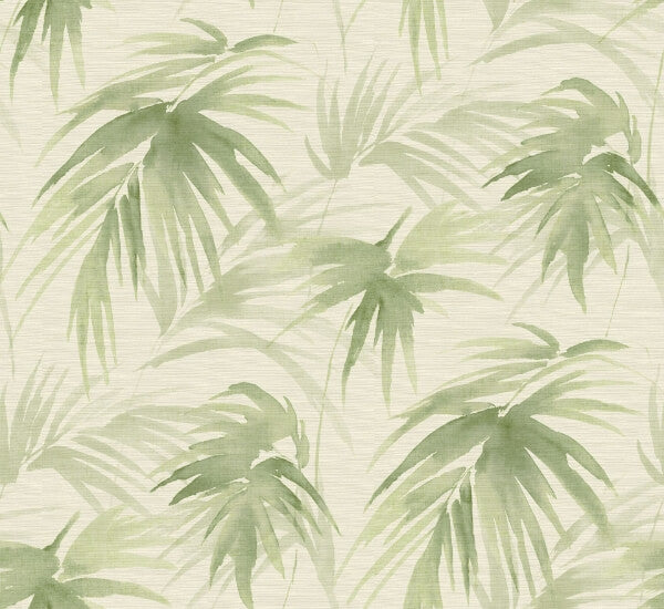 Darlana Green Grasscloth Wallpaper