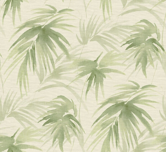 Darlana Green Grasscloth Wallpaper