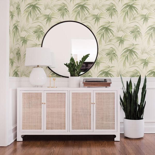 Darlana Green Grasscloth Wallpaper