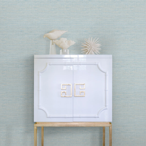 Agave Blue Imitation Grasscloth Wallpaper