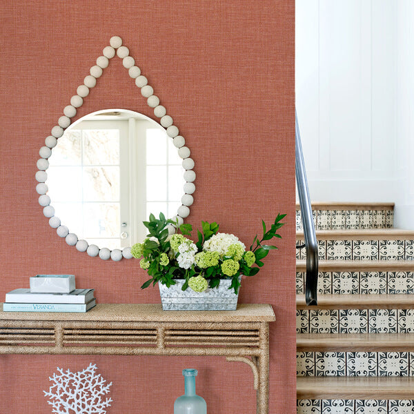 Jocelyn Red Faux Fabric Wallpaper