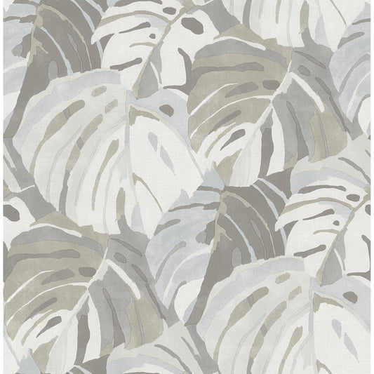 Samara Stone Monstera Leaf Wallpaper
