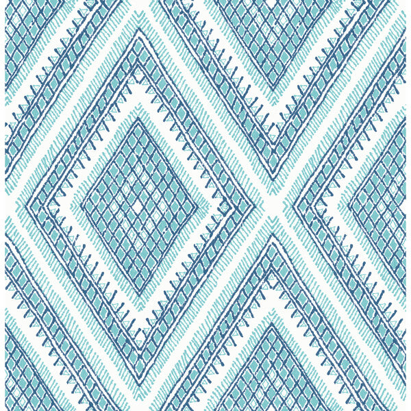 Zaya Blue Tribal Diamonds Wallpaper