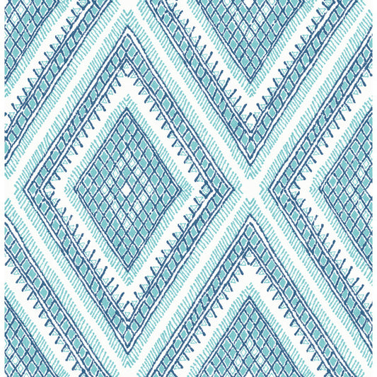 Zaya Blue Tribal Diamonds Wallpaper