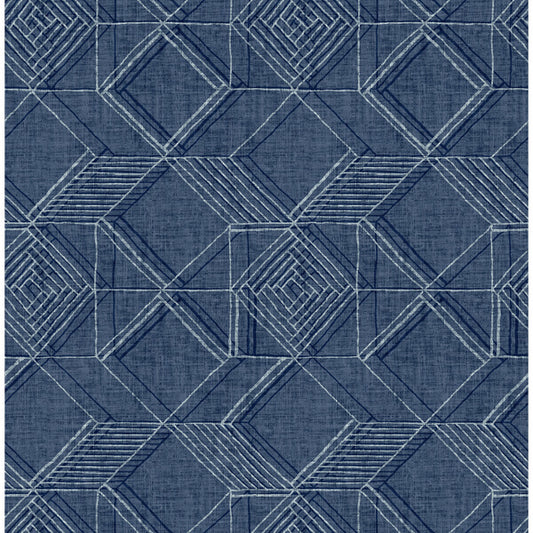 Moki Blue Lattice Geometric Wallpaper