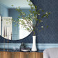 Moki Blue Lattice Geometric Wallpaper