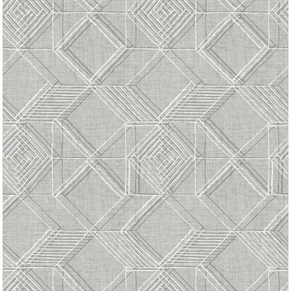 Moki Grey Lattice Geometric Wallpaper