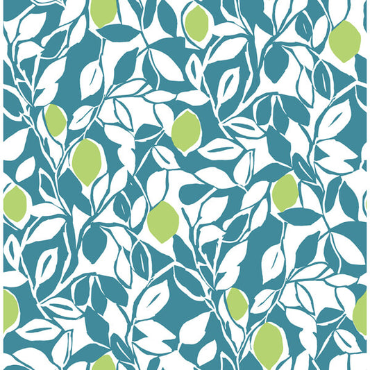 Loretto Teal Citrus Wallpaper