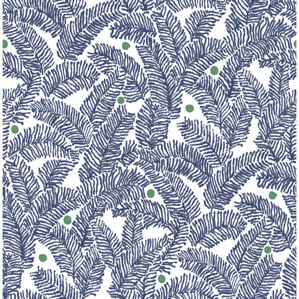 Athina Navy Fern Wallpaper