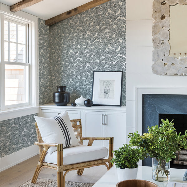 Athina Grey Fern Wallpaper