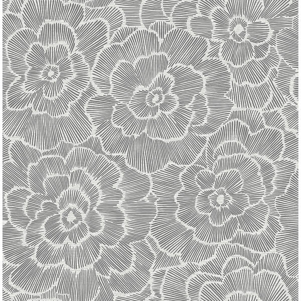 Periwinkle Grey Textured Floral Wallpaper