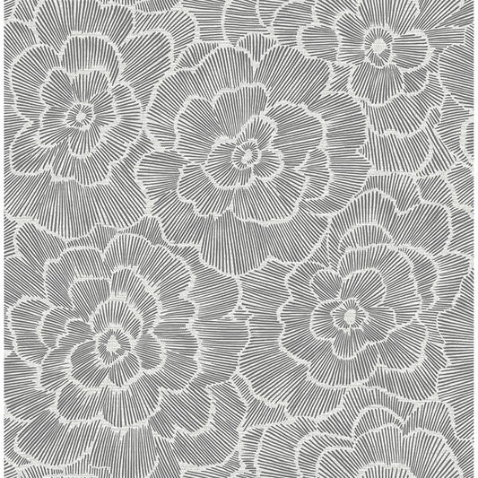 Periwinkle Grey Textured Floral Wallpaper