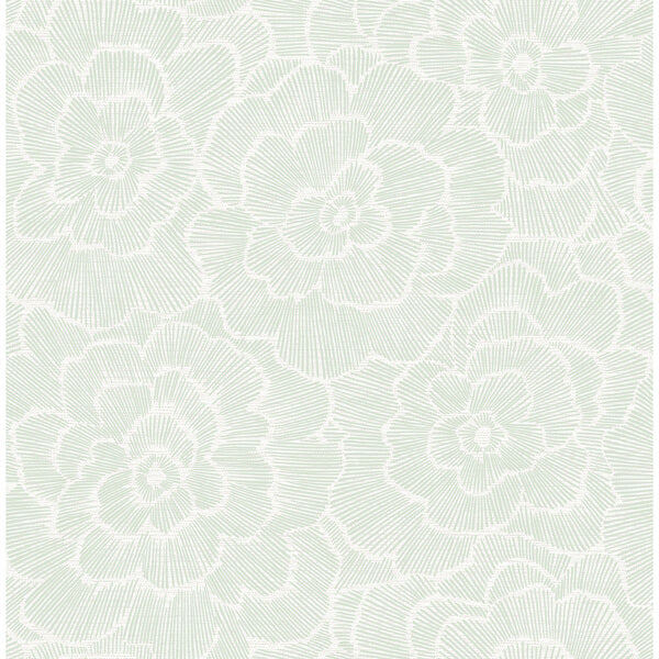 Periwinkle Green Textured Floral Wallpaper