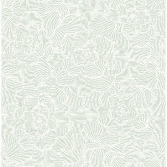 Periwinkle Green Textured Floral Wallpaper