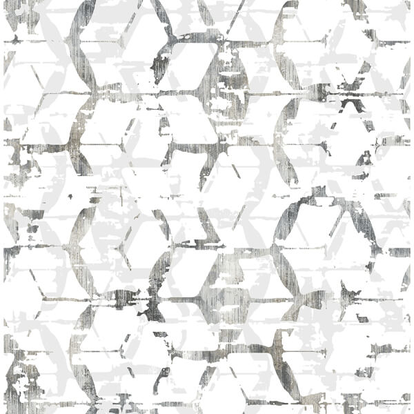 Augustine Black Distressed Geometric Wallpaper