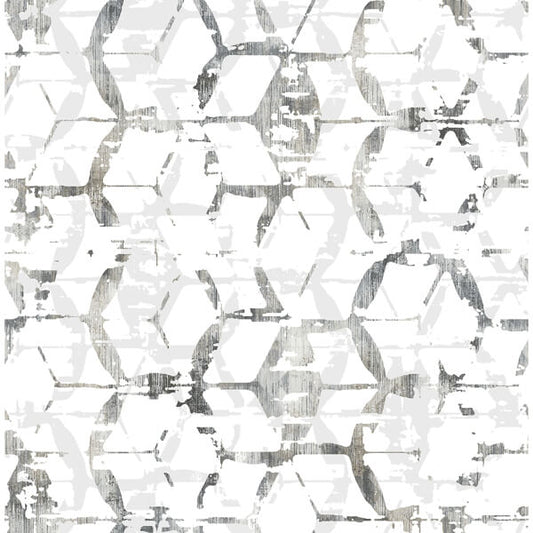 Augustine Black Distressed Geometric Wallpaper
