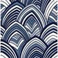 Cabarita Indigo Art Deco Flocked Leaves Wallpaper