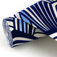 Cabarita Indigo Art Deco Flocked Leaves Wallpaper