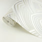 Cabarita White Art Deco Flocked Leaves Wallpaper