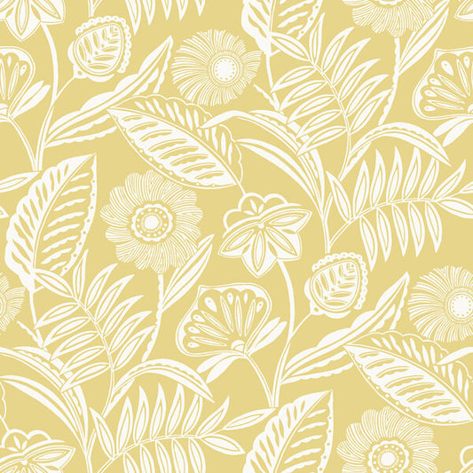 Alma Yellow Tropical Floral Wallpaper