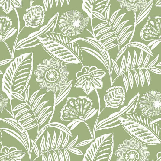 Alma Green Tropical Floral Wallpaper