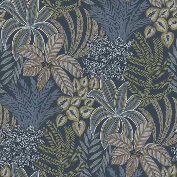 Sumner Navy Woodland Botanical Wallpaper