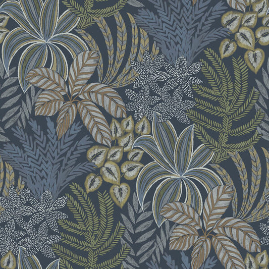 Sumner Navy Woodland Botanical Wallpaper