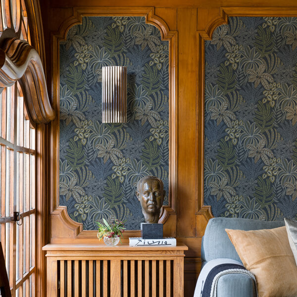 Sumner Navy Woodland Botanical Wallpaper