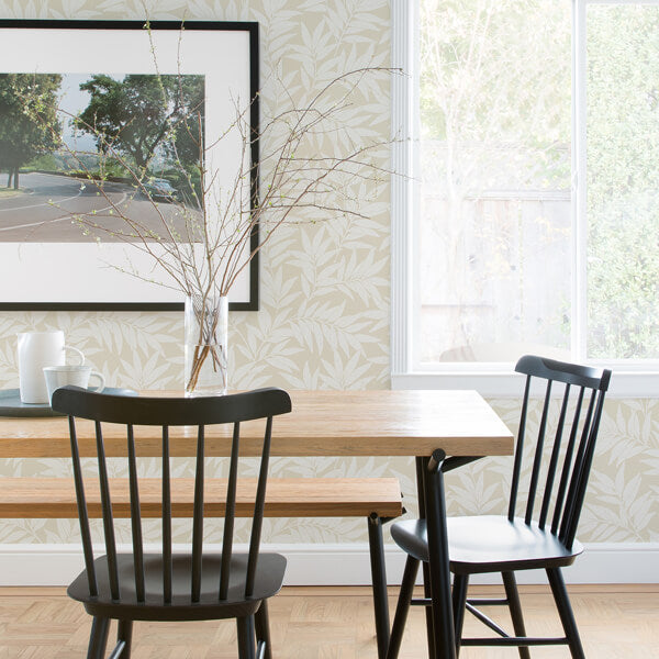 Morris Taupe Leaf Wallpaper