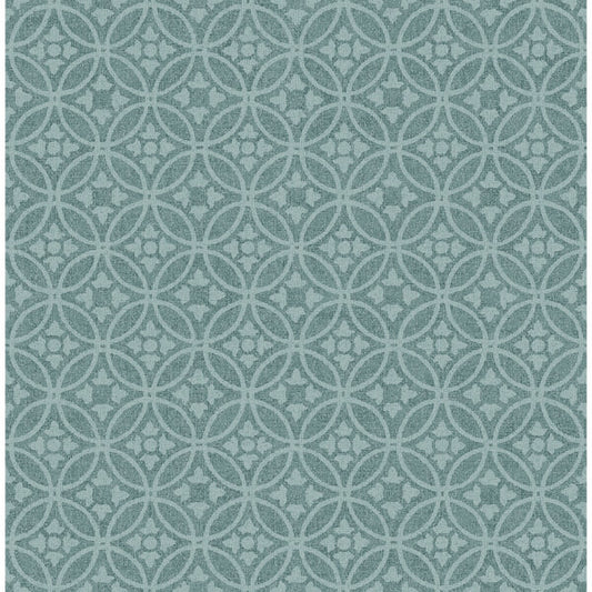 Larsson Teal Ogee Wallpaper