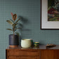 Larsson Teal Ogee Wallpaper