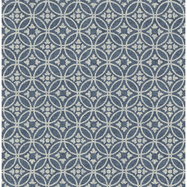 Larsson Indigo Ogee Wallpaper